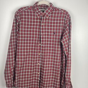 Ralph Laurent Plaid Shirt Red M long sleeve button down